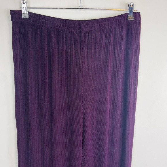 R&M Richards Womans Palazzo Pants Sz 18 Plus Crinkle Maroon Stretch Comfort - Picture 3 of 8